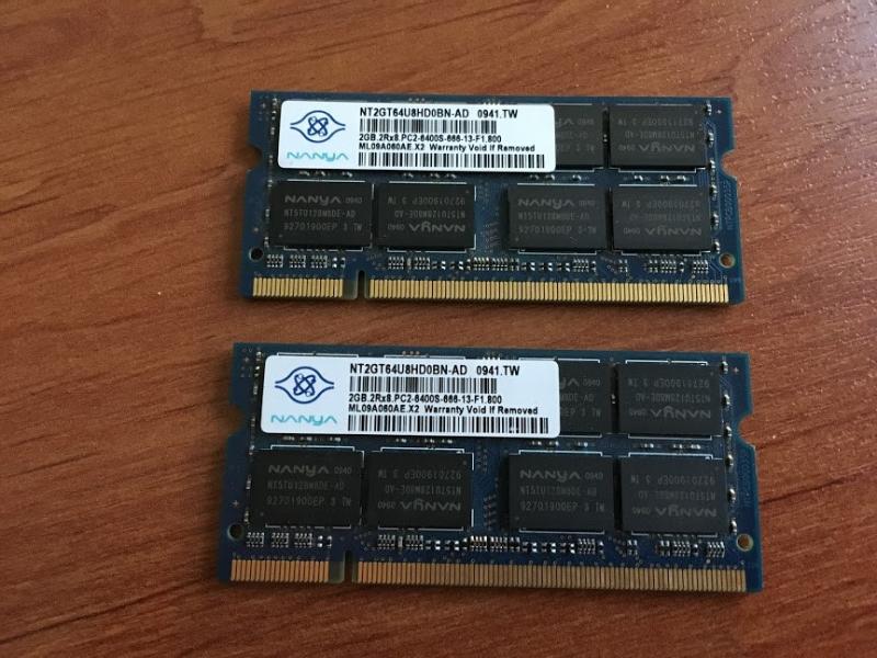 Μνήμη 4GB DDR2 SDRAM  (2 x 2GB SO-DIMM για laptop) Nanya PC2-6400S-666-13-F1.800 